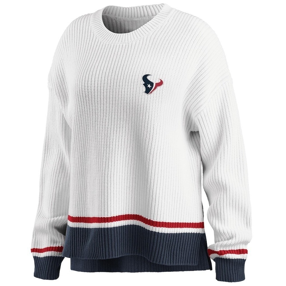 Houston Texans NFL Football White‎ Knit Sweater Pullover Crewneck Womens L NWT